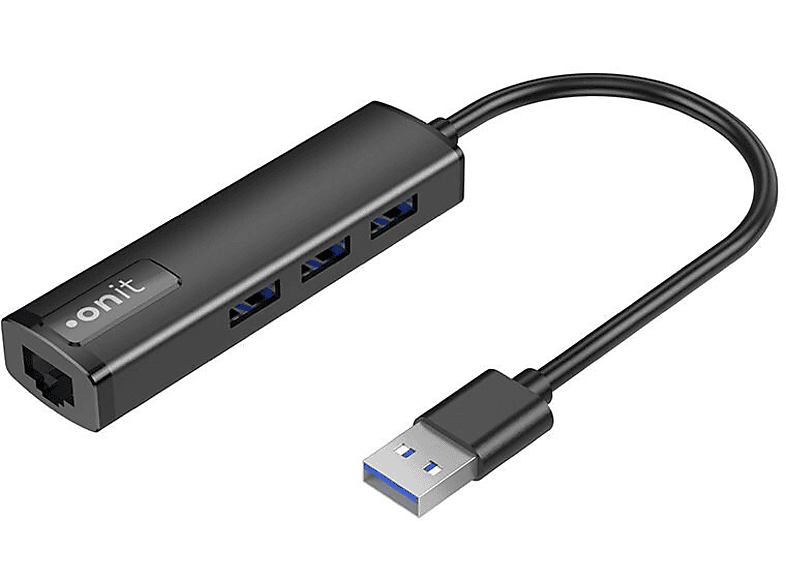 onit USB-A Hub 3A1RJ45, Silber