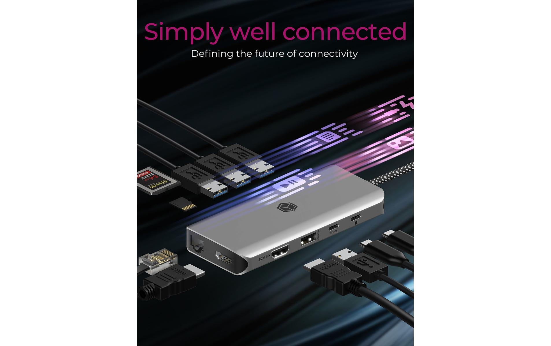 RAIDSONIC ICY BOX Dockingstation 12-en-1 USB Type-C IB-DK4061-CPD Station d'accueil USB, Gris