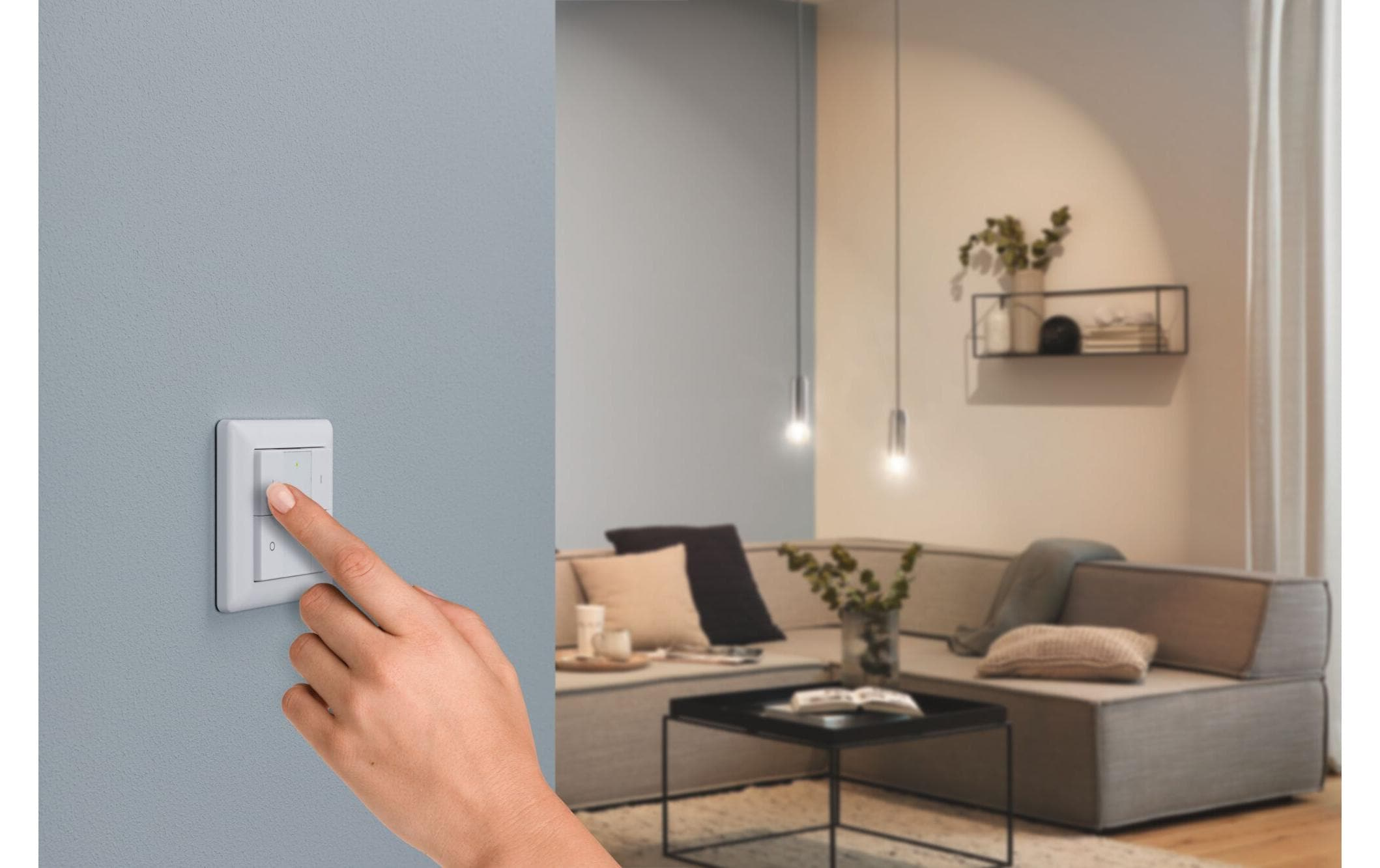 PAULMANN Paulmann Funk-Wandtaster ZigBee On / Off / Dimmer, Bianco Telecomando e interruttore a parete