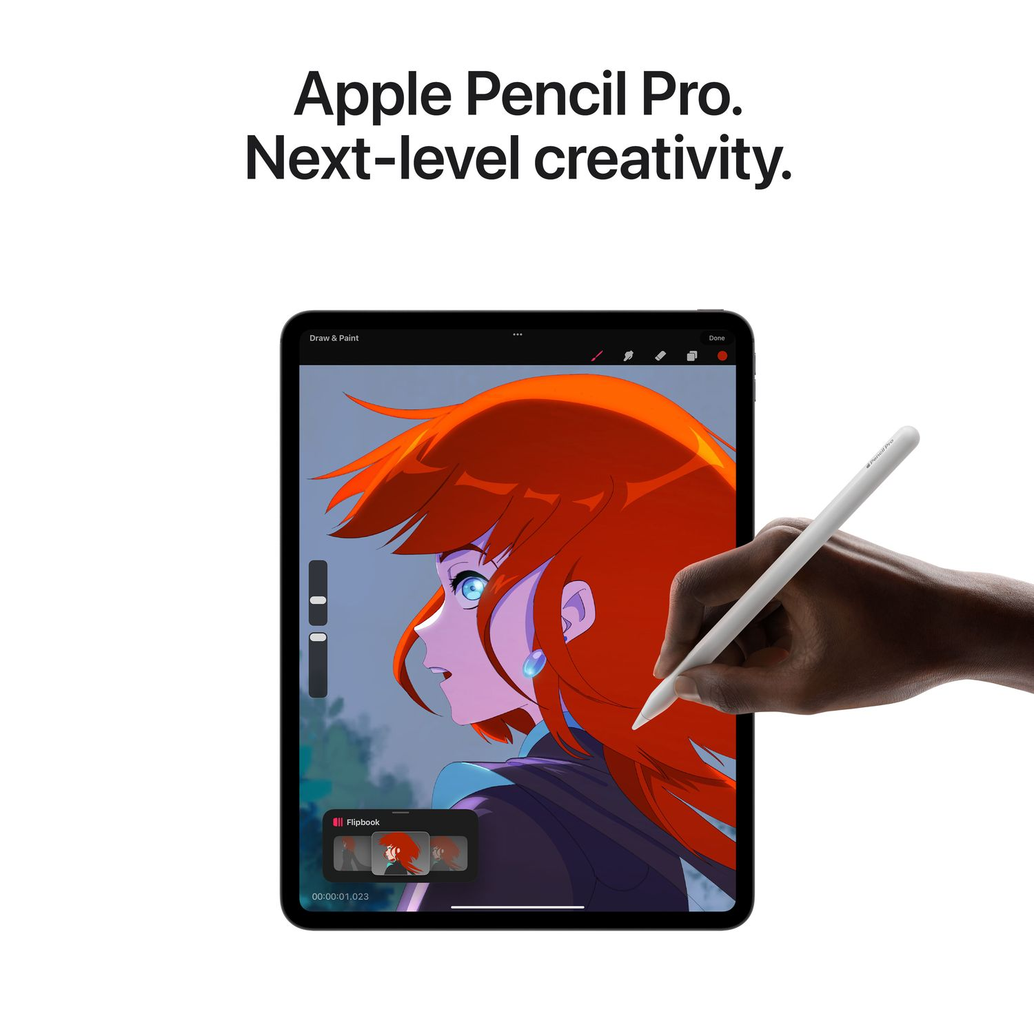 Un artiste dessinant sur un iPad avec un Apple Pencil, avec un dessin animé.