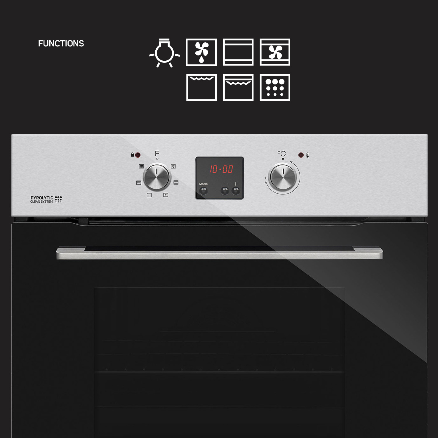 Horno - Taurus HM664IXD PYRO, 64L, 2600W, Temporizador digital, 7 Funciones, Incluye bandeja y parrilla, Hasta 270ºC, Pyrolytic Clean System, Gris