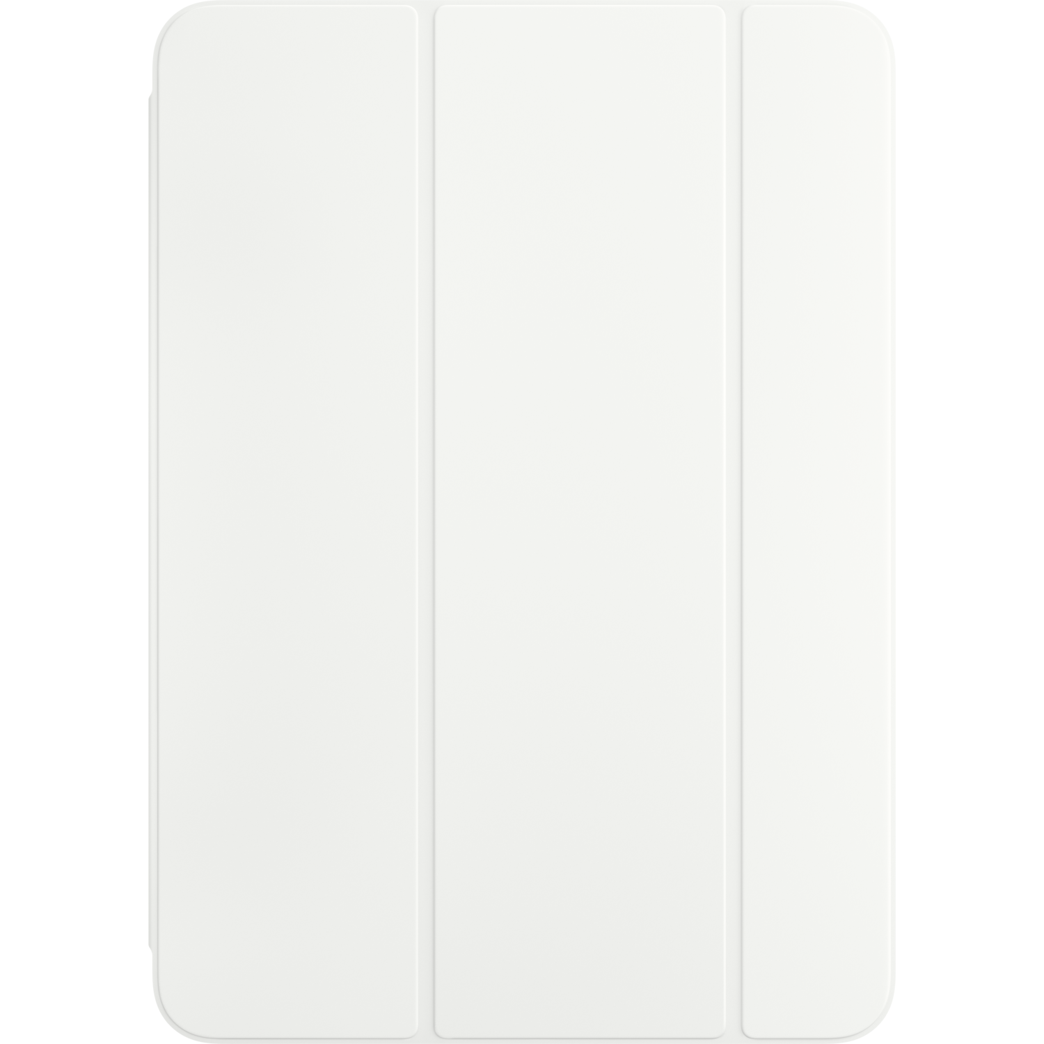 White tablet with a folded cover on a black background.