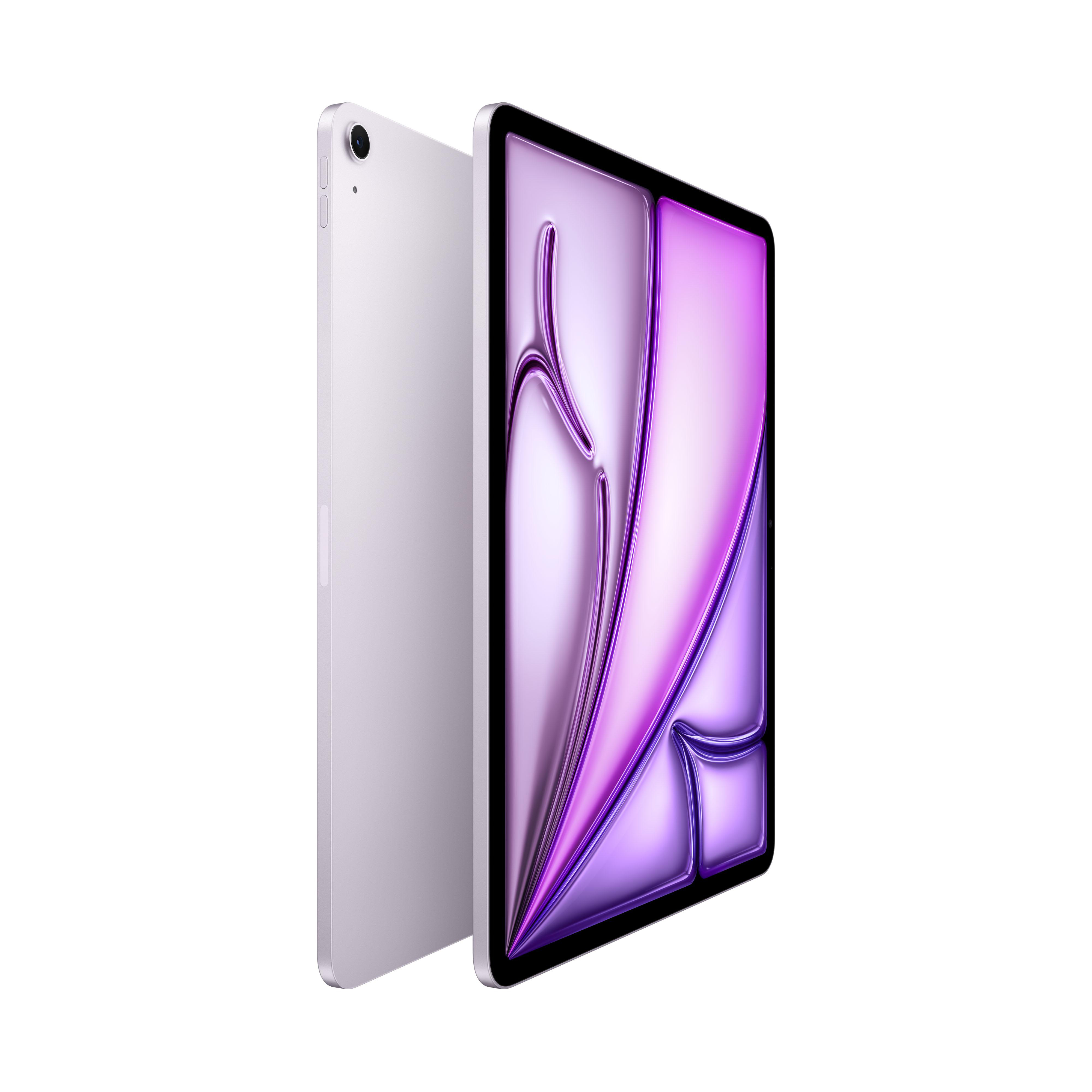 Zwei Tablets, eines lila und das andere mit einem lila Display. Beide stehen vor weißem Hintergrund.