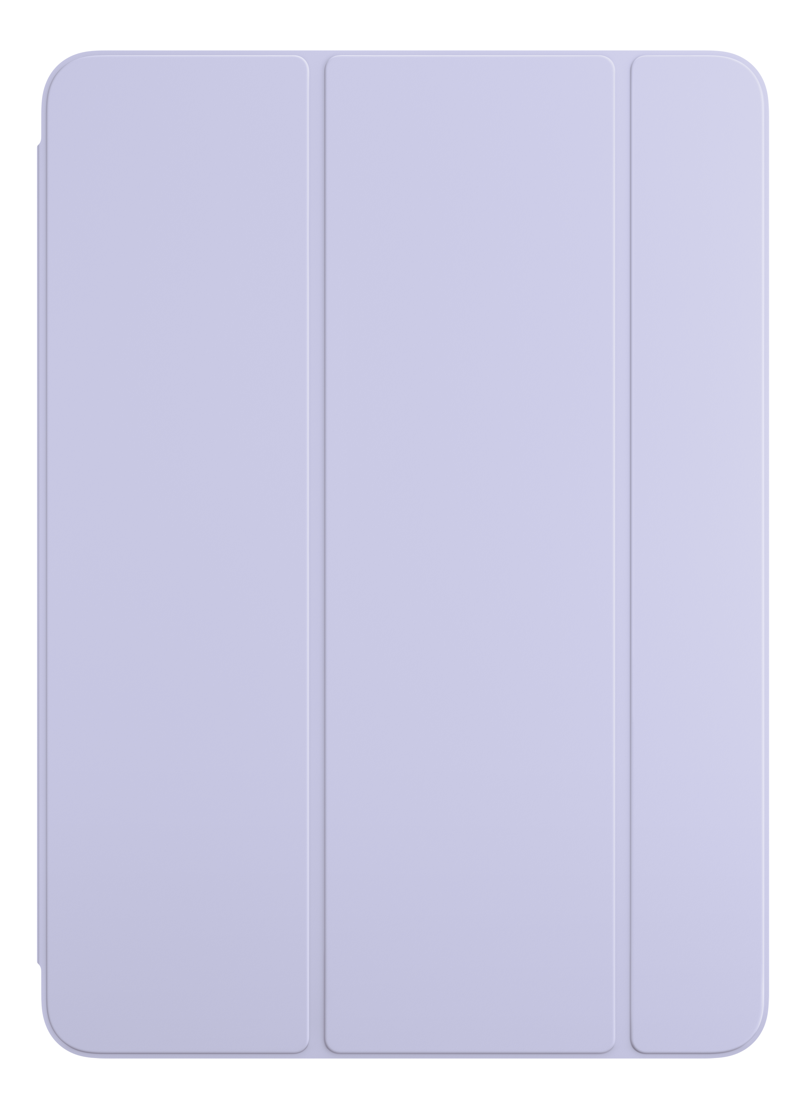 Eine hellviolette Tablet-Hülle mit dreifachem Faltdesign. Die Oberfläche ist schlicht und glatt, ohne sichtbare Details.