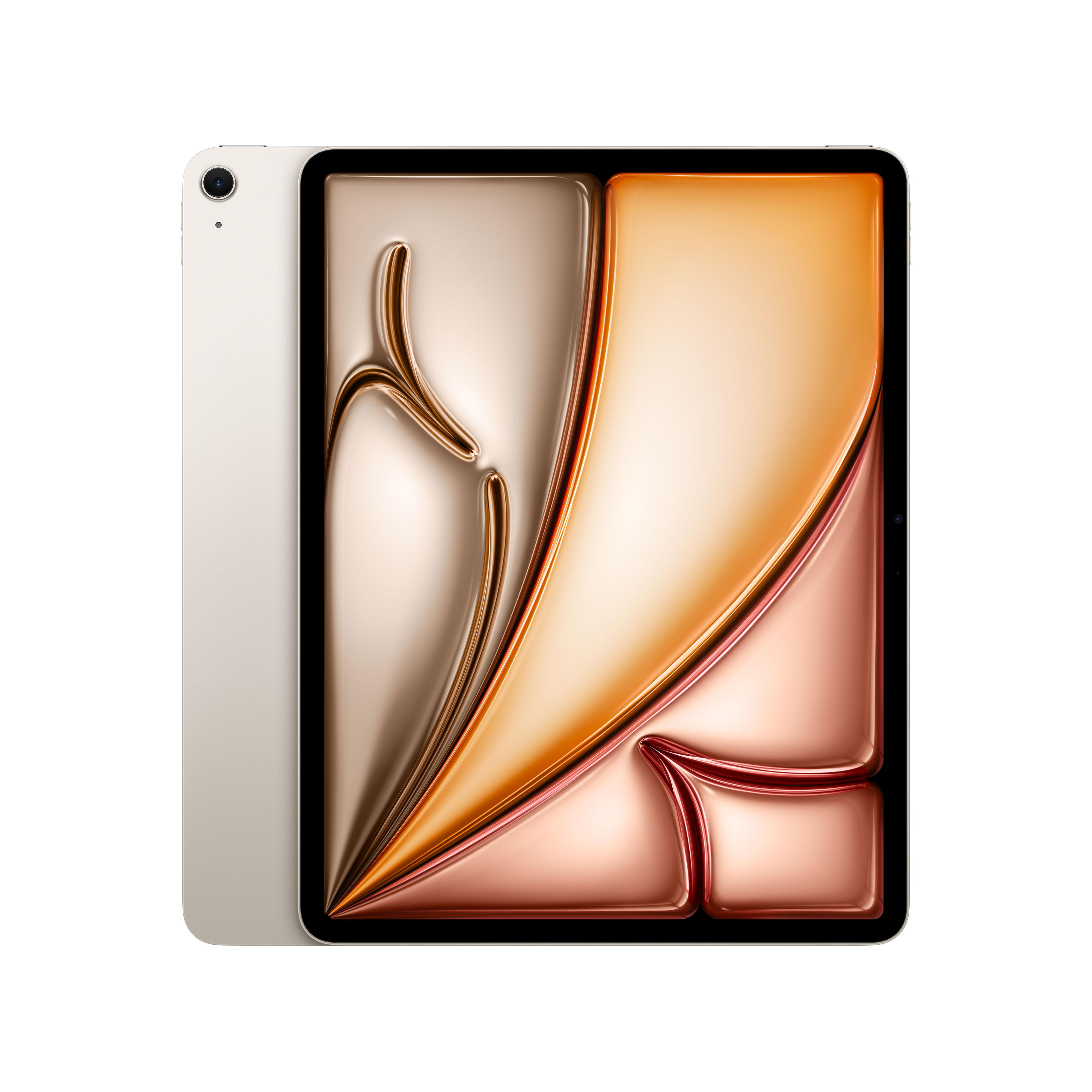 Zwei iPads, eines zeigt die Rückseite und das andere ein farbenfrohes abstraktes Design auf dem Bildschirm.