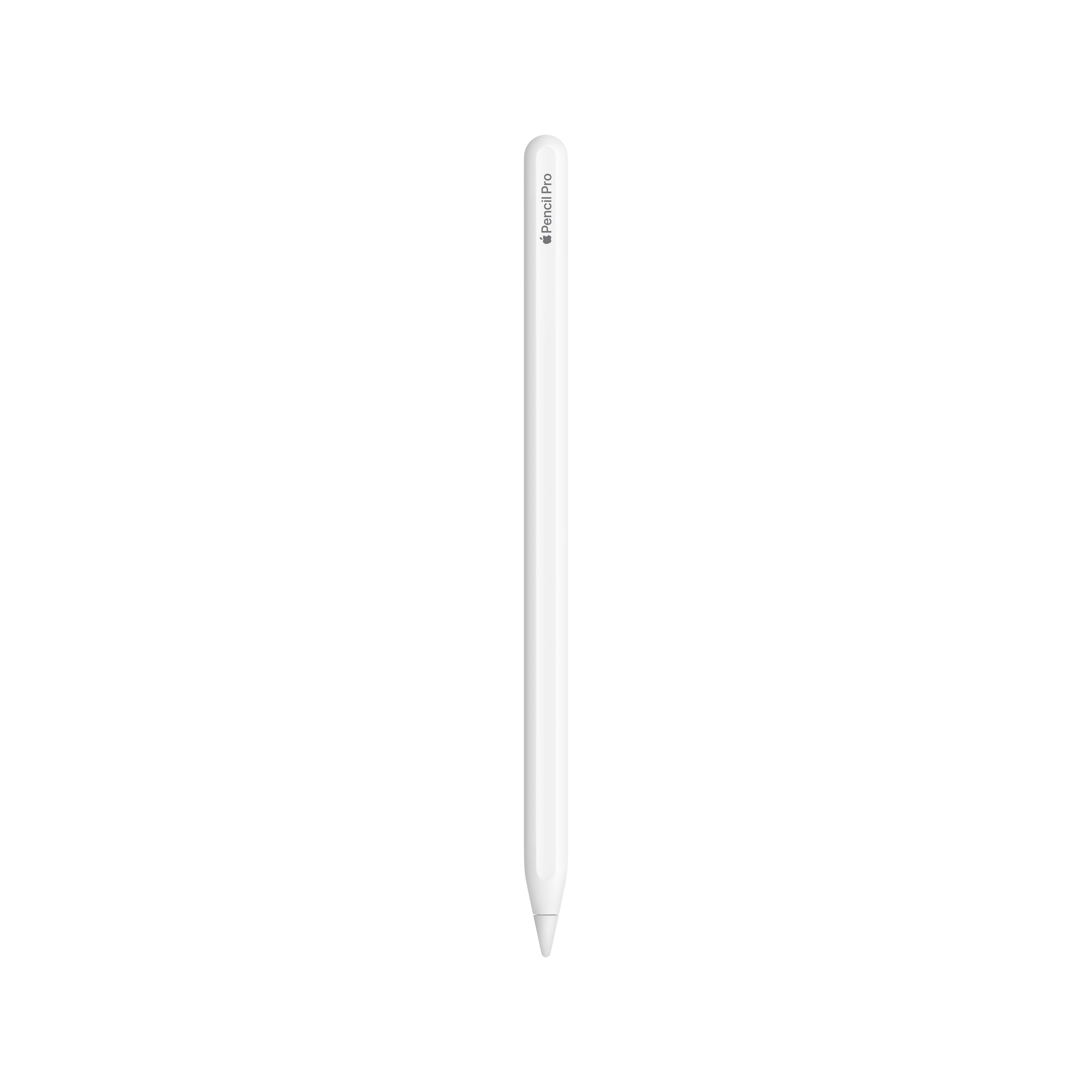 Apple Pencil Pro, weiß auf weißem Hintergrund.