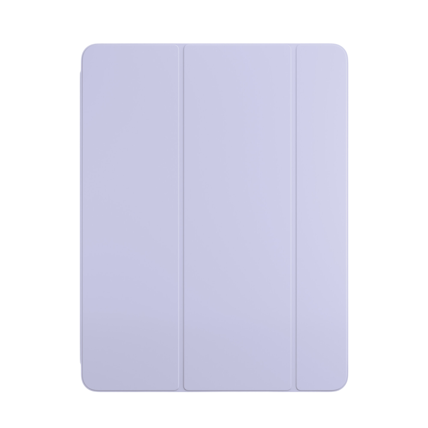 Housse de tablette violet clair avec design à trois volets, sur fond noir.