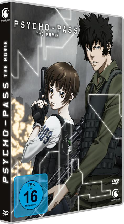 DVD-Cover von Psycho-Pass: The Movie, mit zwei Anime-Charakteren mit Waffen.