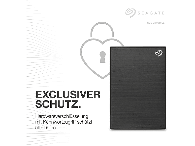 SEAGATE 1 TB One Touch Festplatte mit TV-Halterung, Kennwortschutz, +Rescue, HDD, Extern, USB-Micro-B, Schwarz — Foto 2 von 5