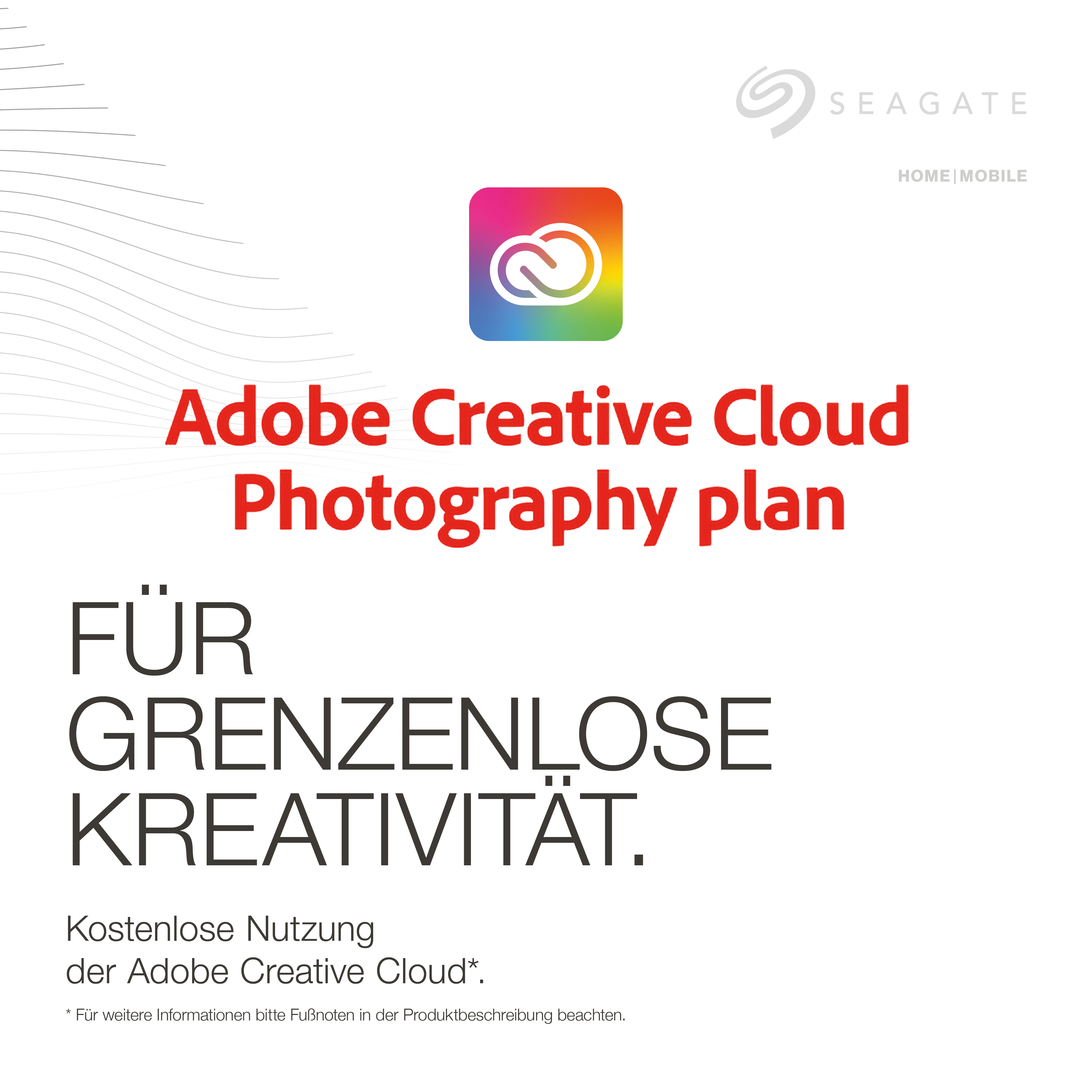 Adobe Creative Cloud Photography Plan Logo mit Text auf weißem Hintergrund.