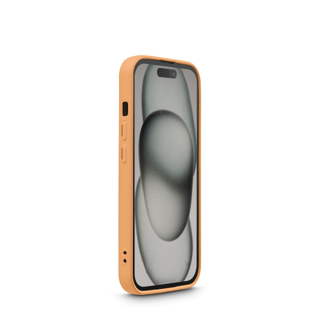 Orangene Handyhülle mit einem Telefon mit abstraktem Design.