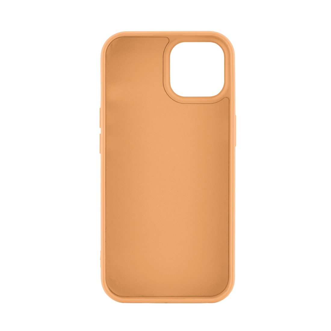 Orangefarbene Handyhülle mit Aussparung für die Kamera. Das Gehäuse ist glatt und hat ein schlichtes Design.