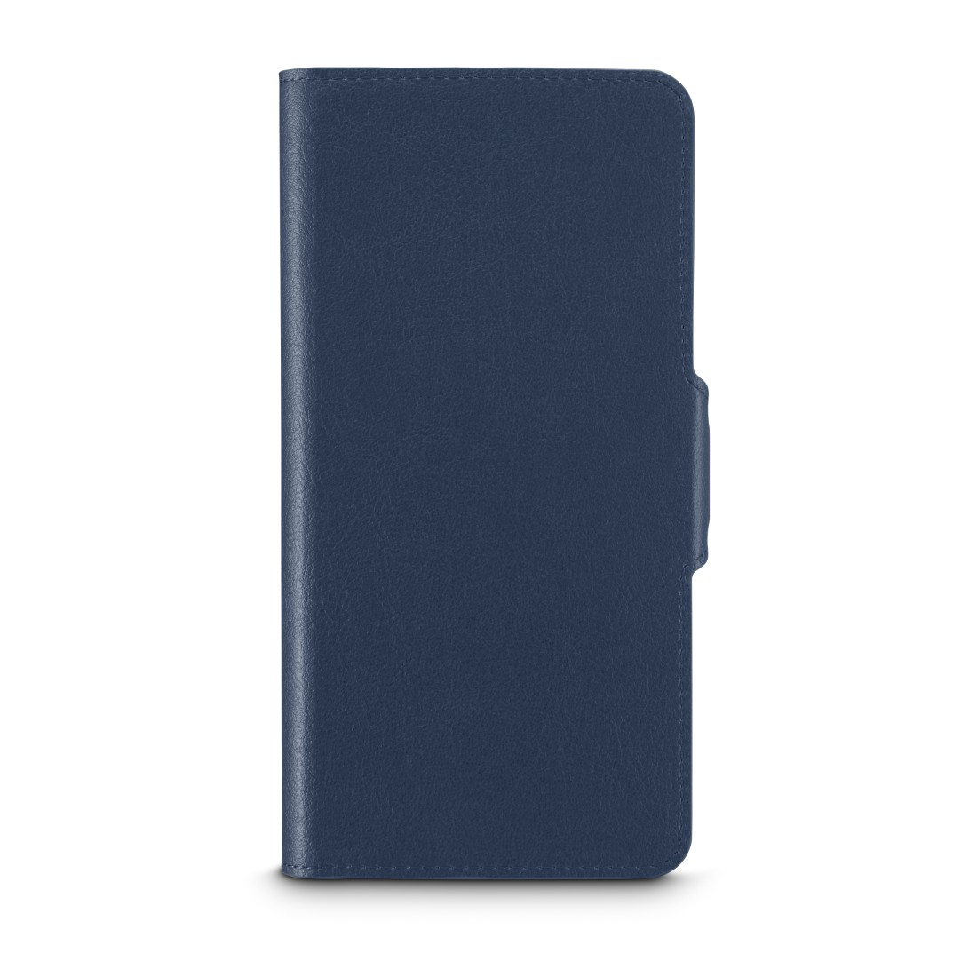 Eine blaue Handyhülle, geschlossen und vertikal.