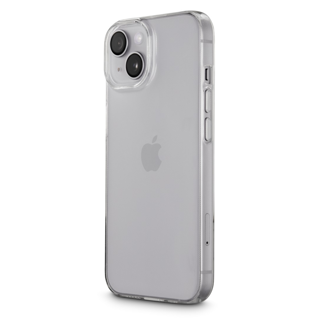 Transparente Handyhülle, Telefon darin, Kamera sichtbar.