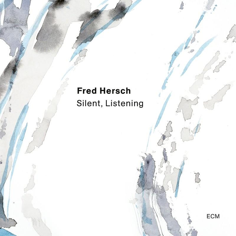 Könyvborító: akvarell művészet, "Silent, Listening" cím. Szerző: Fred Hersch. Fehér háttér.