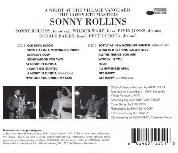 Album borító Sonny Rollins-ról és jazz zenéről, fekete-fehér fotókkal zenészekről.