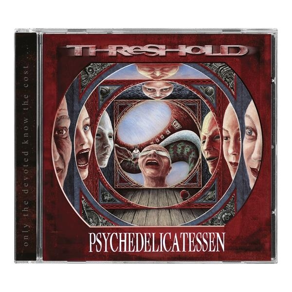 CD-Cover: Gesichter umgeben ein zentrales Bild. Text: PSYCHEDELICATESSEN und THRESHOLD.