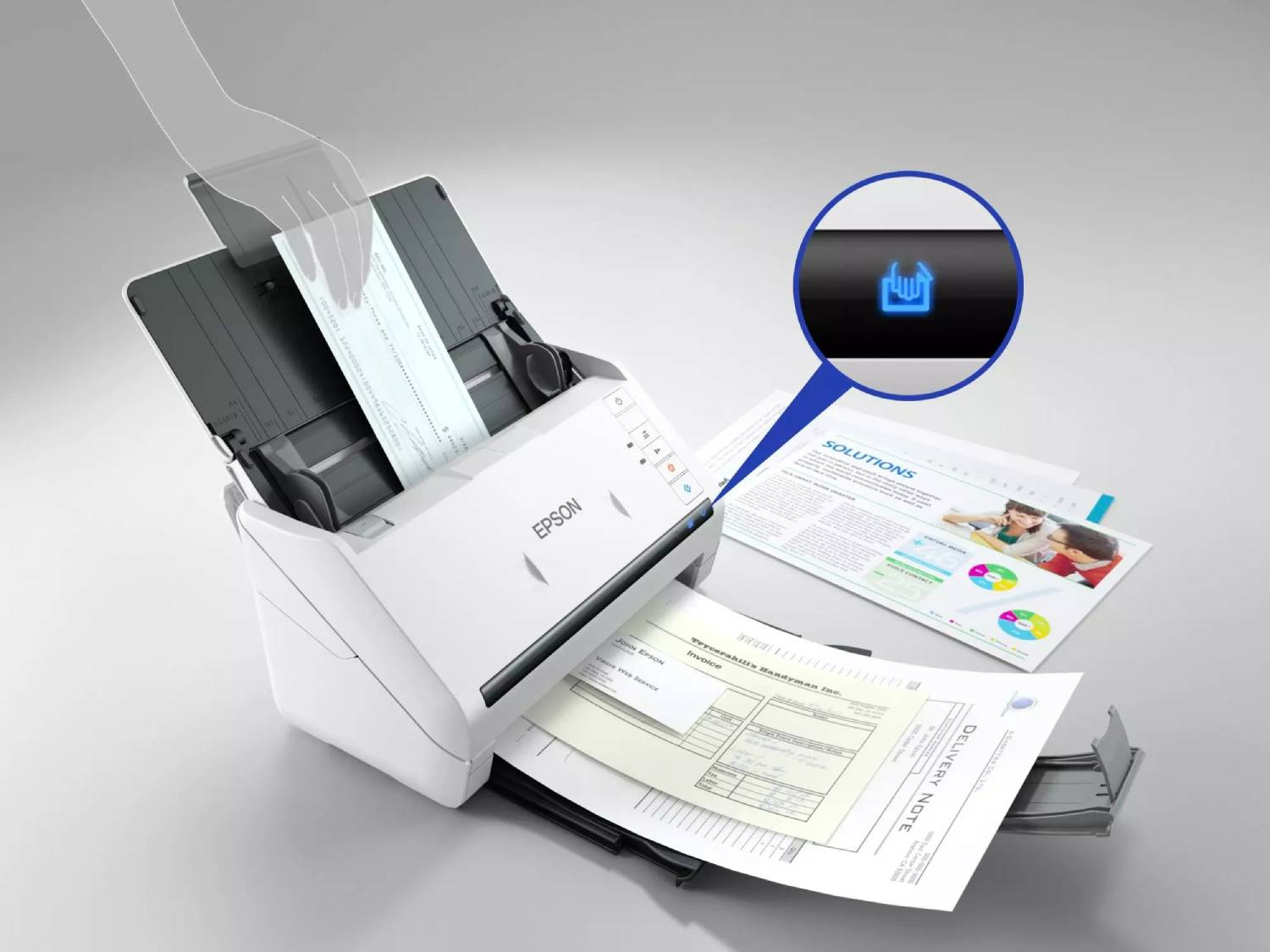 Escáner - Epson Workforce DS-530II, 600 x 600 DPI, 35 ppm, Tecnología ReadyScan LED, Blanco