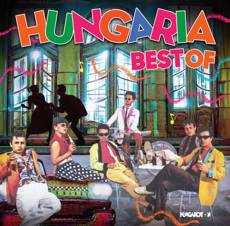 Album borító egy csoport emberrel vintage ruhában. Vastag betűkkel: HUNGARIA BEST OF.