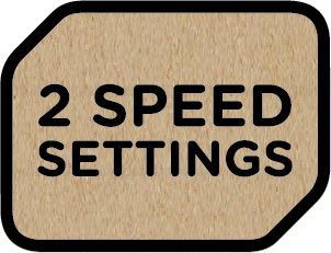 Barna kártya fekete szegéllyel, szöveg: 2 SPEED SETTINGS.