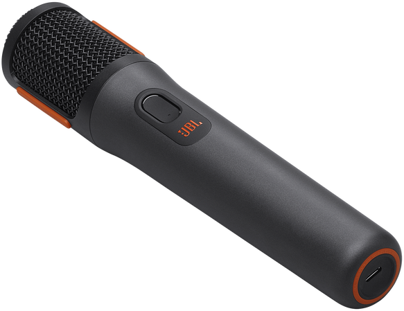 Fekete és narancssárga JBL mikrofon.