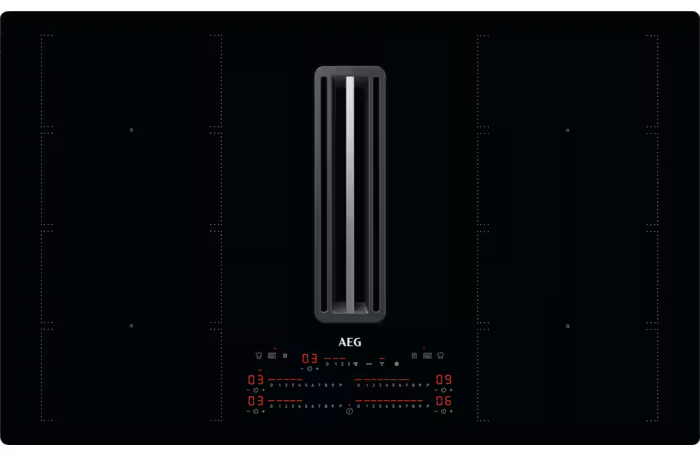AEG CCE84779CB Beépíthető indukciós főzőlap, Wifi, 83 cm, lap beépített elszívóval, FlexiBridge, H2H, Booster, Stop+Go