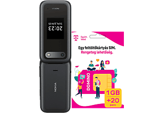 NOKIA 2660 DualSIM Fekete Feltöltőkártyás Mobiltelefon + Telekom Domino SIM