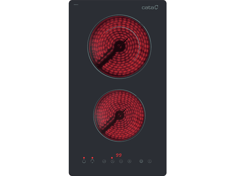 Cata Placa Vitrocerámica - Td 3002 Bk, 2 Zonas, Zona Grande 19 Cm, Control Táctil, Negro