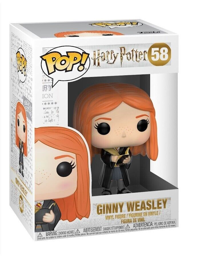 Figura Funko Pop de Ginny Weasley en su caja. La figura es de un personaje de Harry Potter.