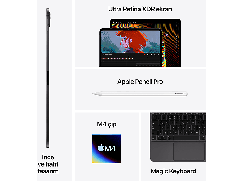 APPLE 11 inç iPad Pro M4 WiFi 256 GB Tablet Uzay Siyah MVV83TU/A