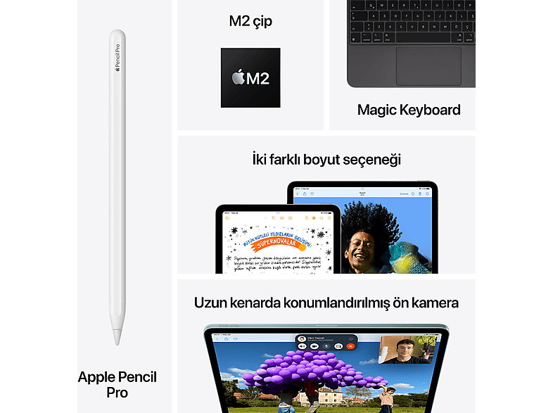 APPLE 13 inç iPad Air M2 Wi Fi + Cell 128 GB Tablet Uzay Grisi