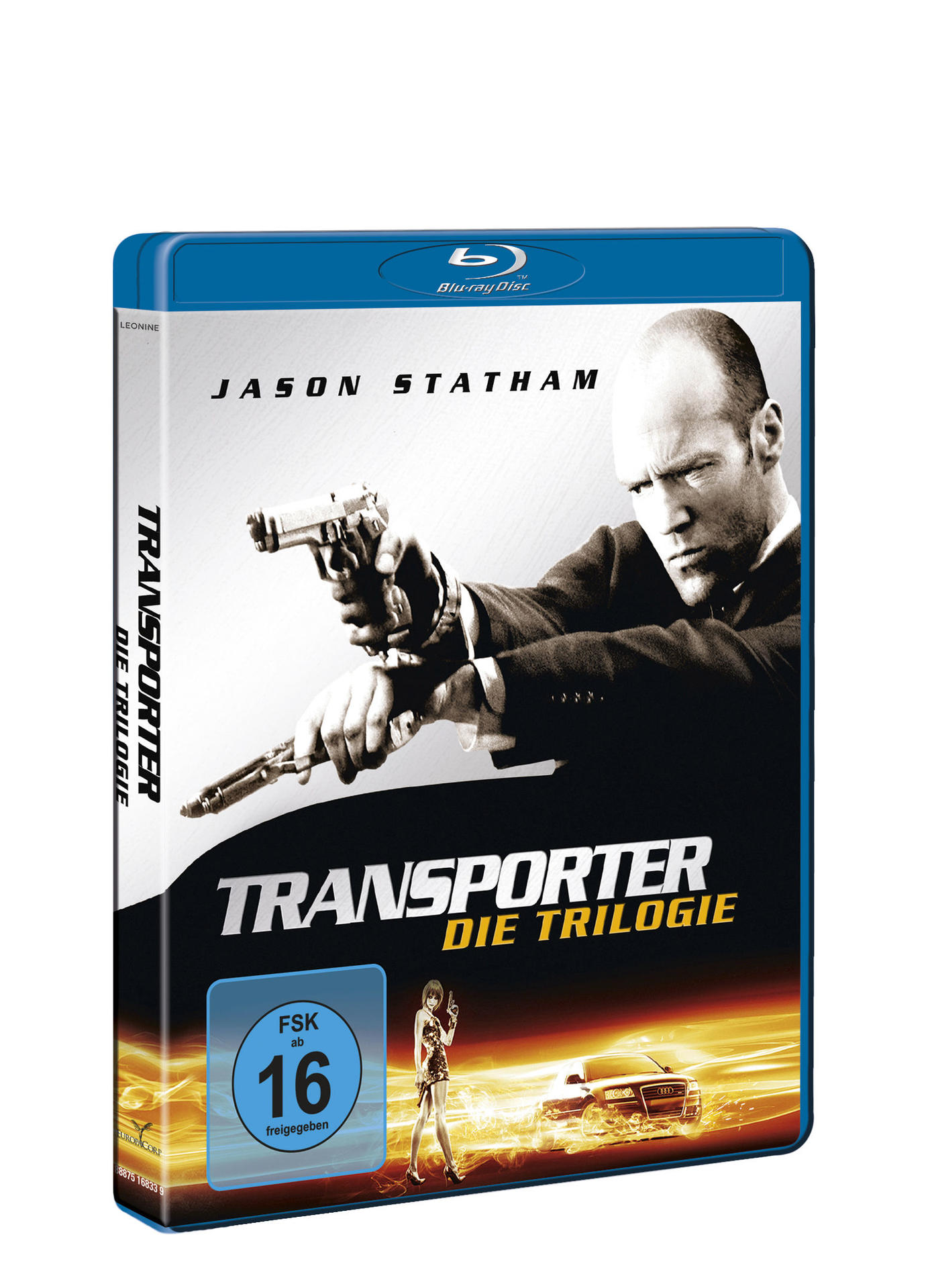 Eine Blu-ray-Disc des Films 'Transporter: Die Trilogie'.