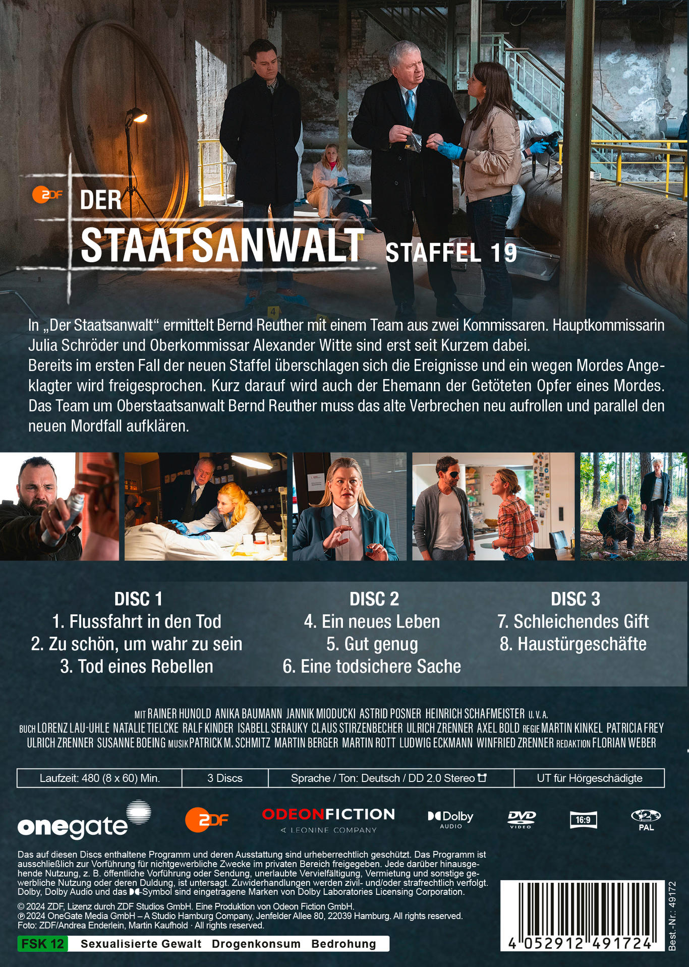 Rückseite einer DVD mit deutschem Text. Sie zeigt den Titel und Bilder aus dem Film.