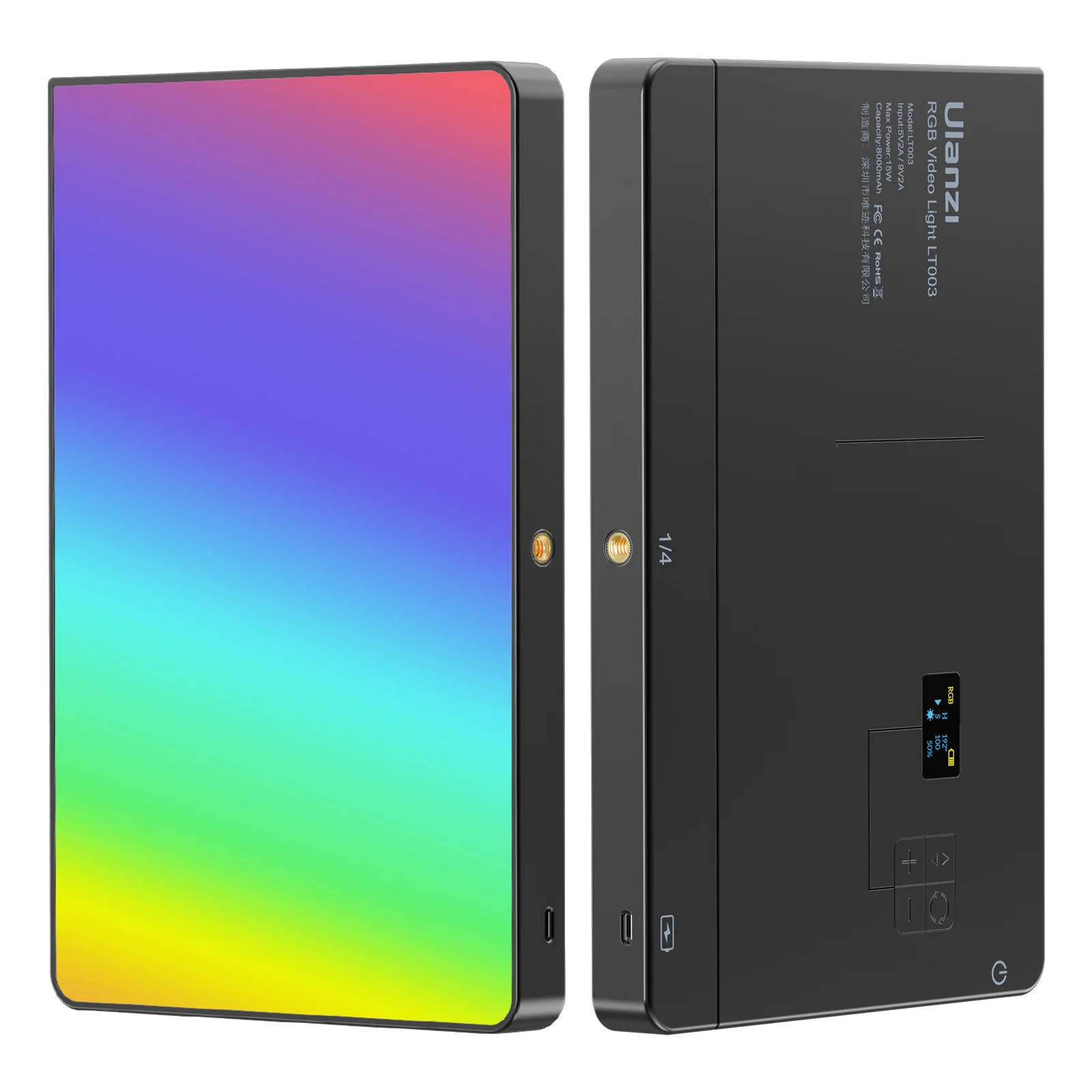 ULANZI LT003 RGB Led lámpa, 2100Lux, 2500-9000K, 8000 mAh