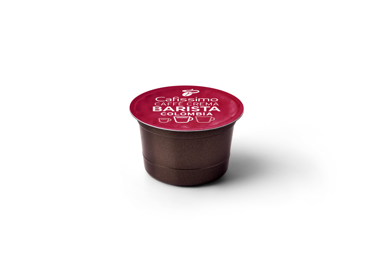 Kapsułka do kawy z napisem 'Cafissimo Caffe Crema Barista Colombia'.
