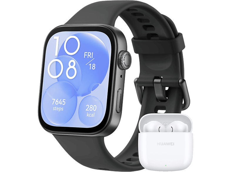 HUAWEI Bundle Smartwatch Fit 3 fluorelastomeer band Zwart + Freebuds ...