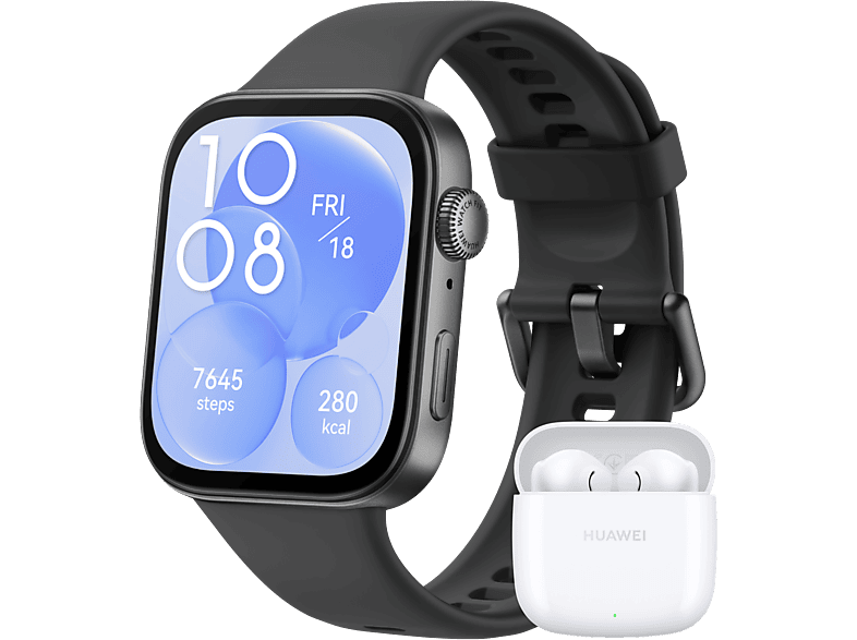 Huawei Bundle Smartwatch Fit 3 Bracelet Fluoroélastomère Noir + Freebuds Se2 Blanc (hua85176)