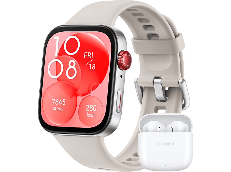 Huawei Bundle Smartwatch Fit 3 Bracelet Fluoroélastomère Blanc + Freebuds Se2 (hua98350)