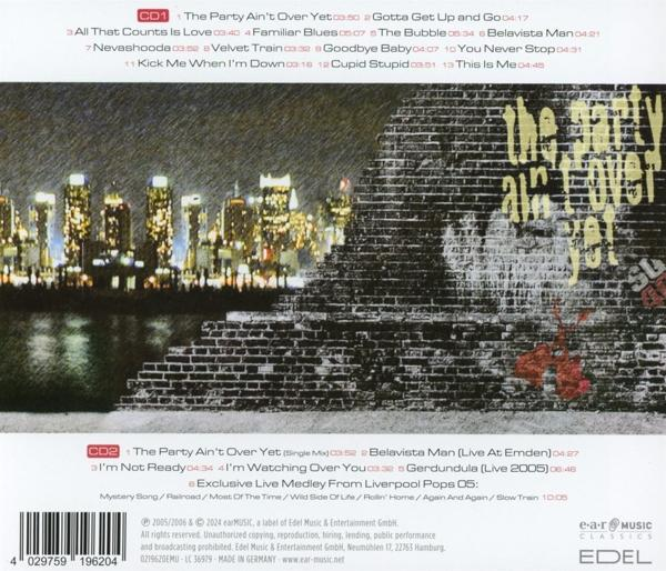 Album borító téglafallal és városképpel. A szöveg a "The Party Ain't Over Yet".