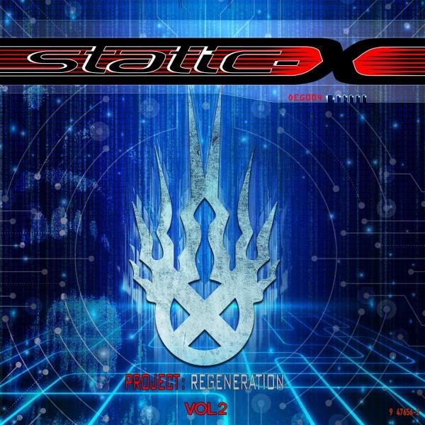 Album borító. Kék háttér vonalakkal. Fehér logó. Szöveg: Project: Regeneration, Vol 2. Zenekar: Static-X.
