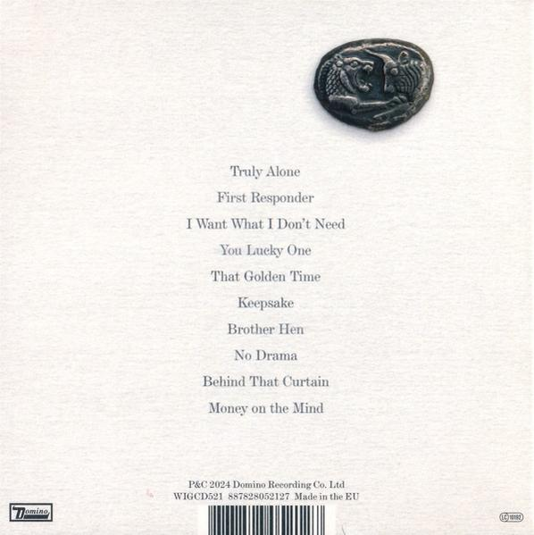 CD-Rückseite. Titelliste und ein silbernes Münzbild oben.