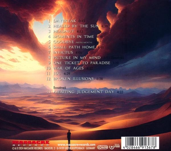 Albumcover mit Titelliste und Landschaftsillustration von Wüste und Himmel.