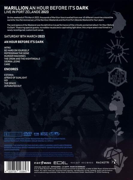Die Rückseite einer DVD mit Text und Grafiken über ein Live-Musik-Event.
