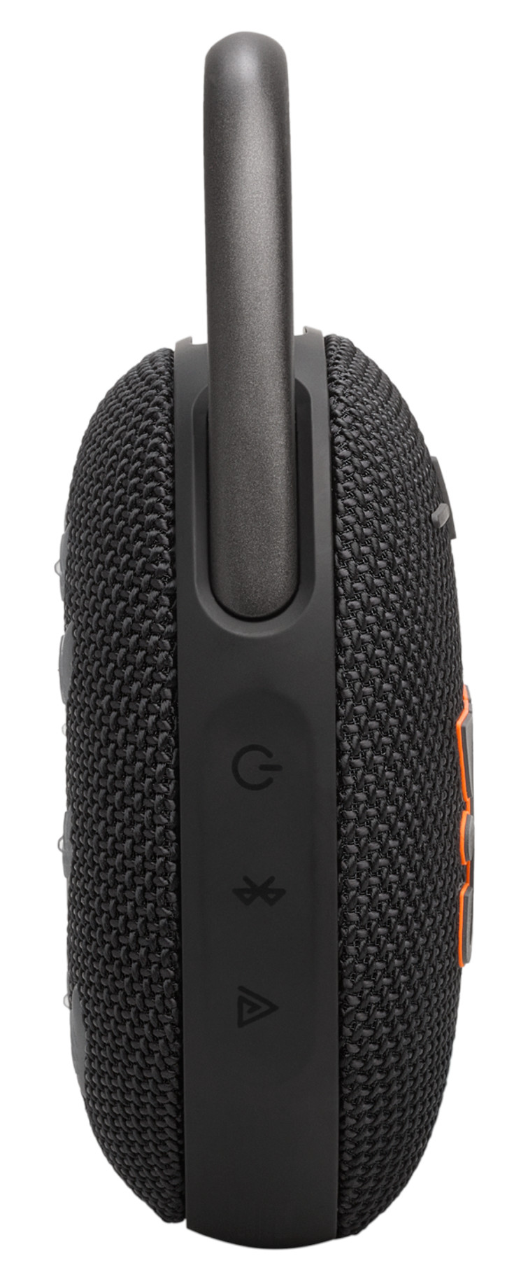 Czarny i szary głośnik JBL z uchwytem i przyciskami sterowania.