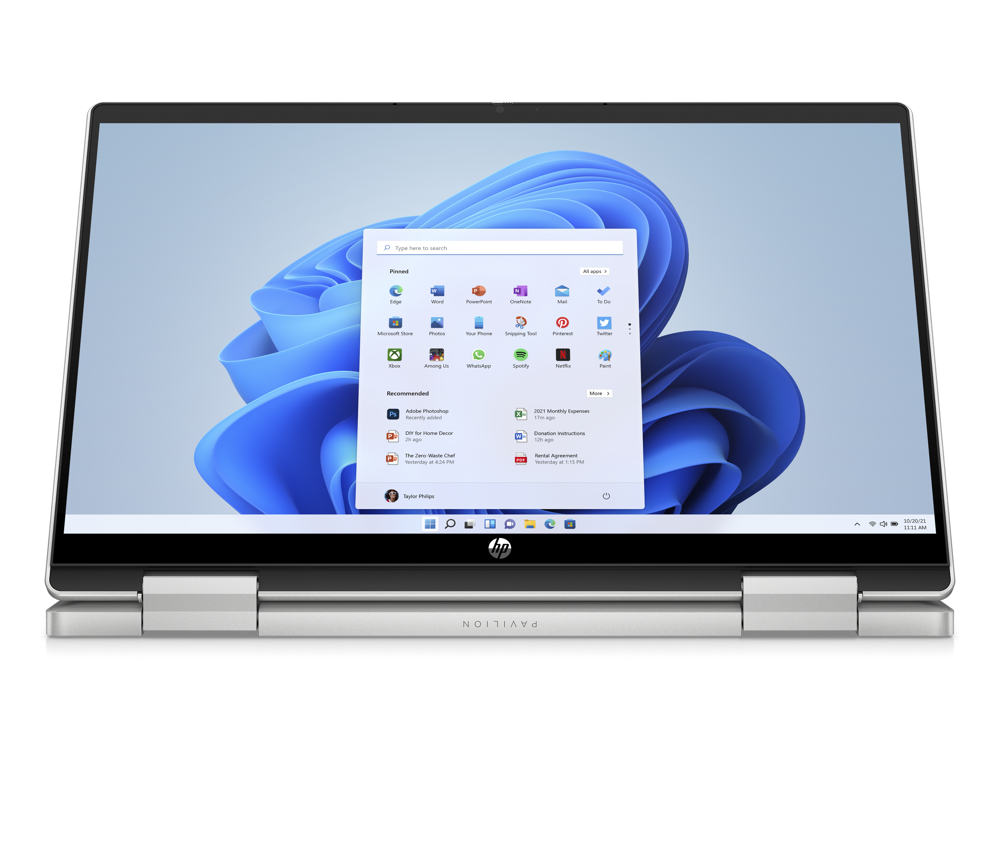 Dizüstü bilgisayar açık, bir Windows 11 arayüzü gösteriyor. Ekran izleyiciye doğru açılı.