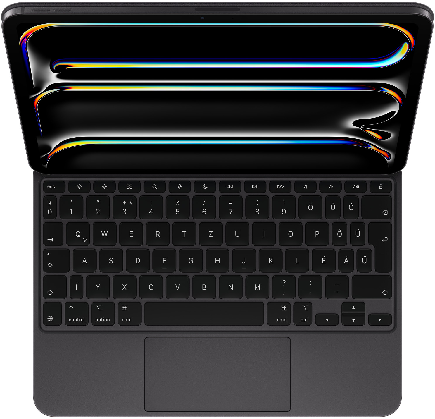 Laptop billentyűzet. Fekete. A képernyő ki van kapcsolva.