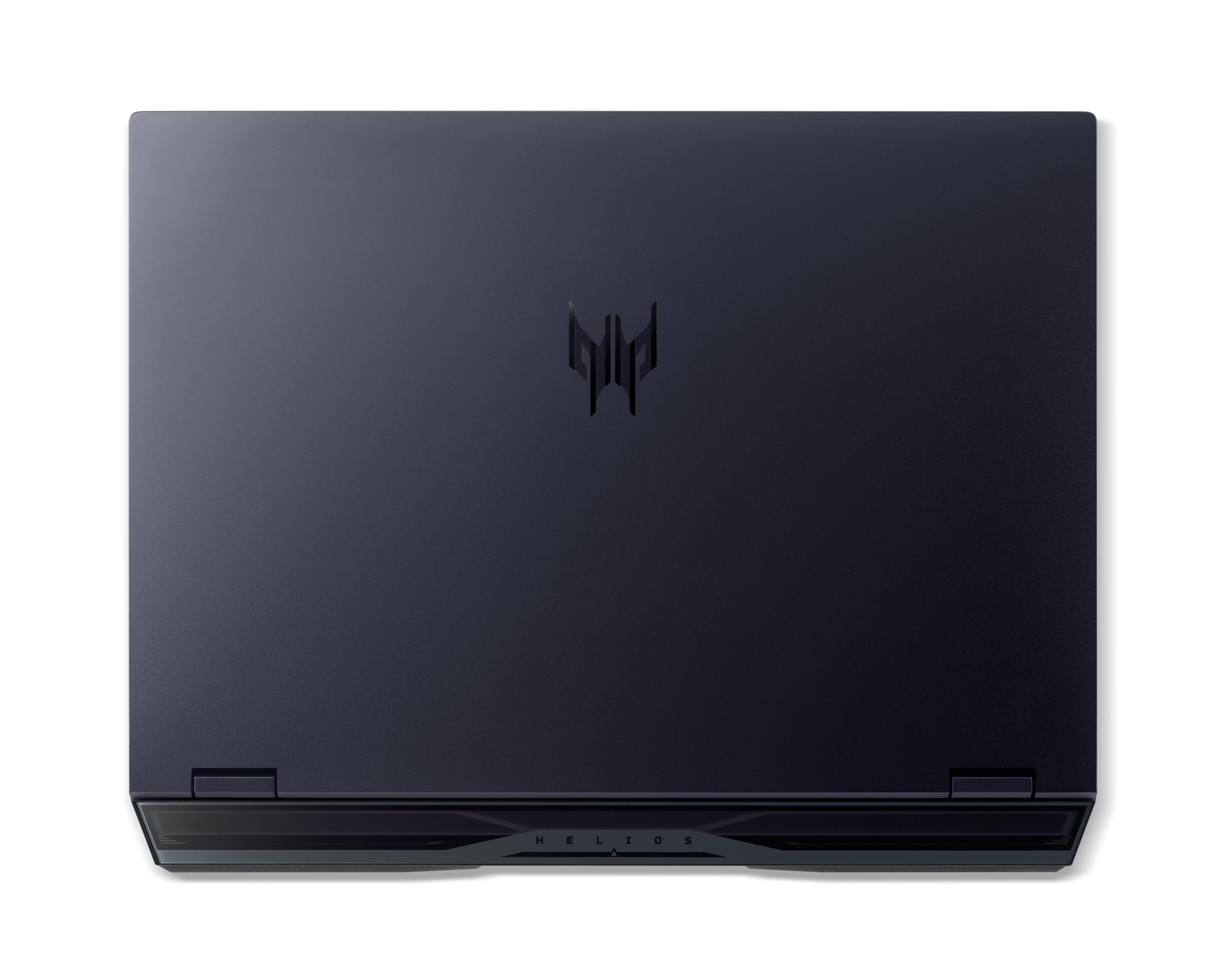 Dunkelgrauer Laptop mit einem Acer Predator-Logo auf dem Deckel. Der Bildschirm ist geschlossen.