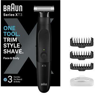 Barbero - Braun Series X XT3100,  Recortadora De Barba, Lámina 4D, SkinGuard, Wet&Dry, 45 min autonomía