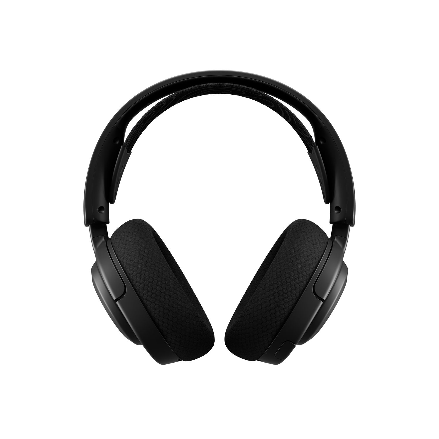 Casque noir, vue de dessus, montrant les écouteurs et l'arceau.