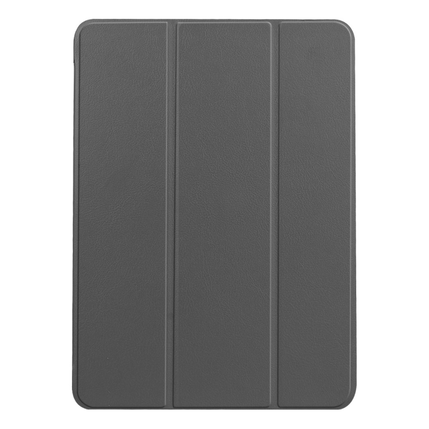Dark grey tablet cover with three panels, closed.